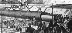 Alfred Ely Beach's experimental pneumatic elevated subway on display in 1867